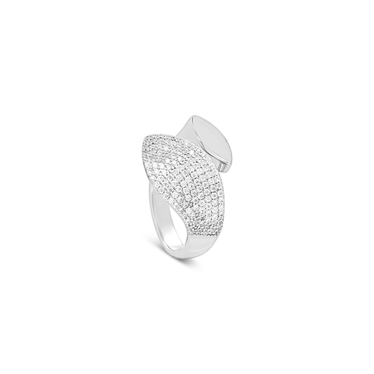 Leaf-Inspired Pavé Ring