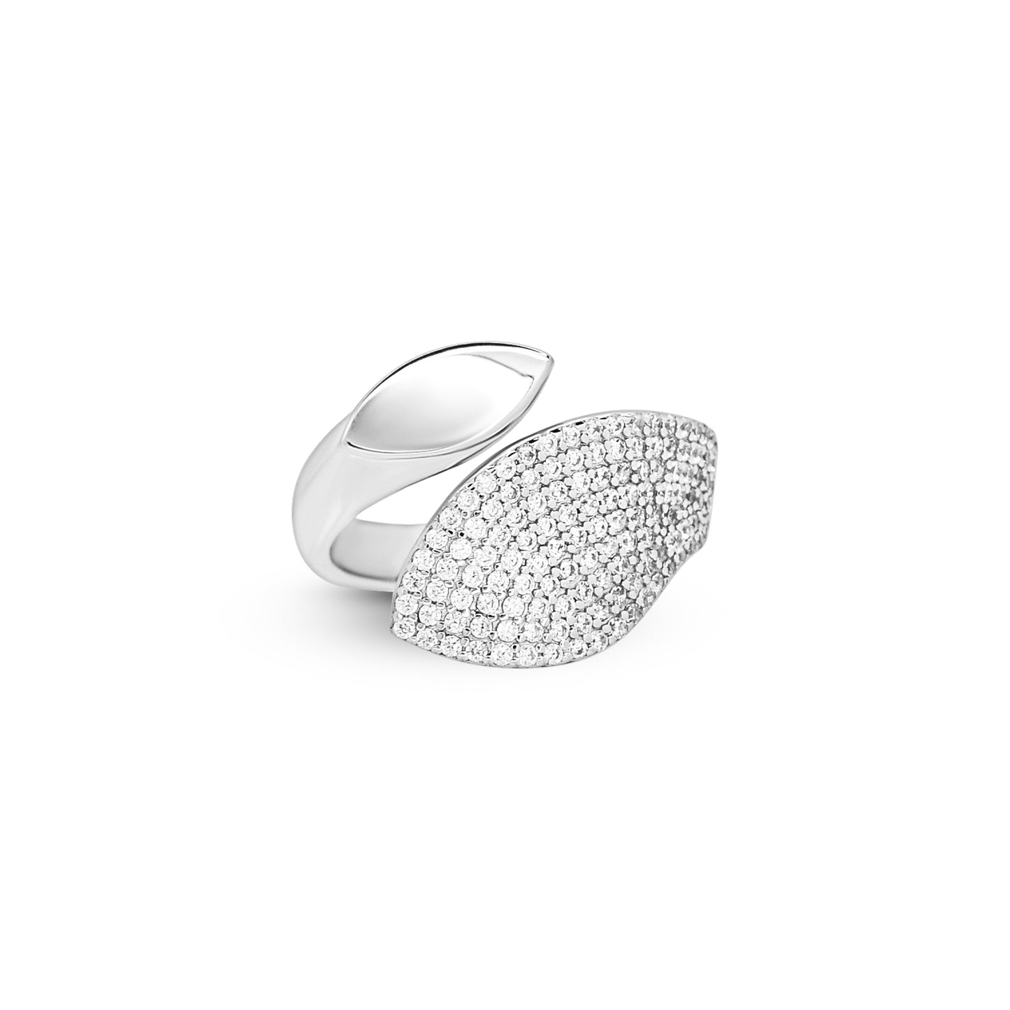 Leaf-Inspired Pavé Ring