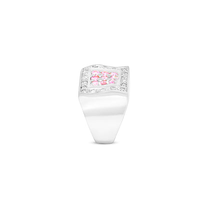 Elegant Pink Zircon Silver Ring