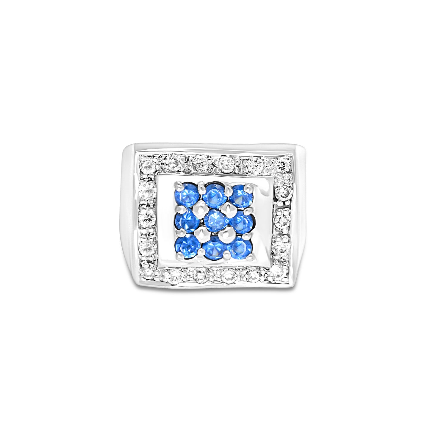 Elegant Sapphire Square Sterling Silver Ring