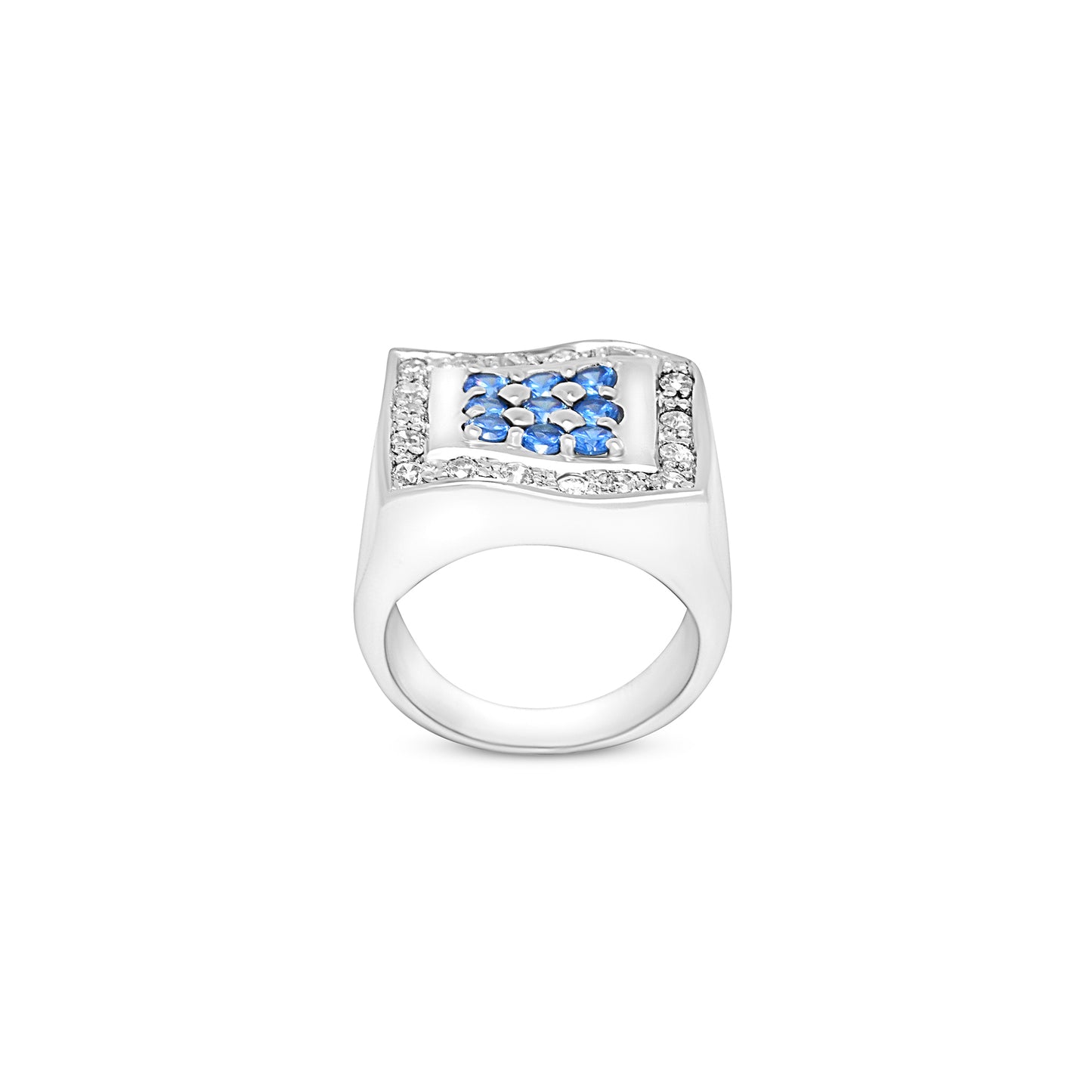 Elegant Sapphire Square Sterling Silver Ring