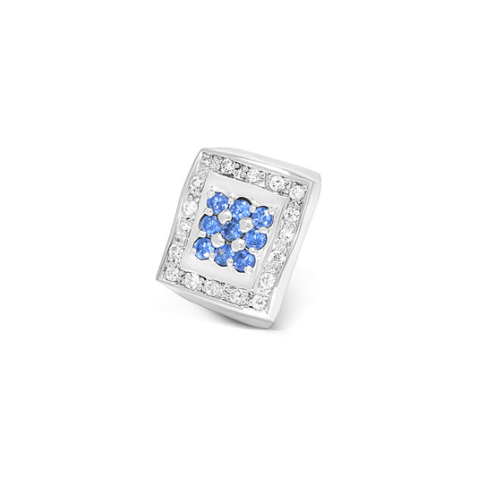 Elegant Sapphire Square Sterling Silver Ring