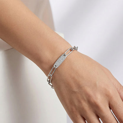 Pavé Paperclip Link Bracelet