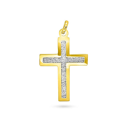 Golden Frame Silver Textured Cross