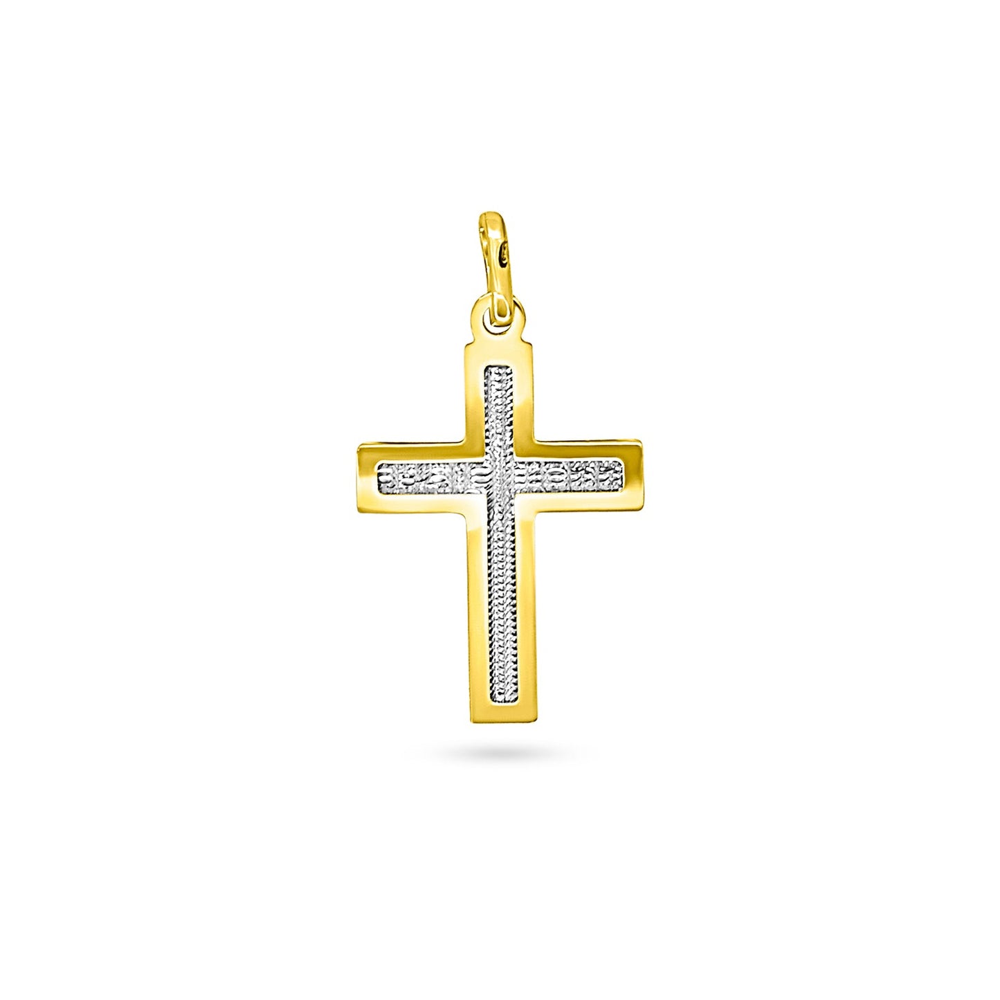 Golden Frame Silver Textured Cross
