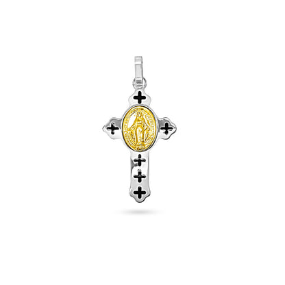 Marian Medal Cross with Cross Enamel Pattern