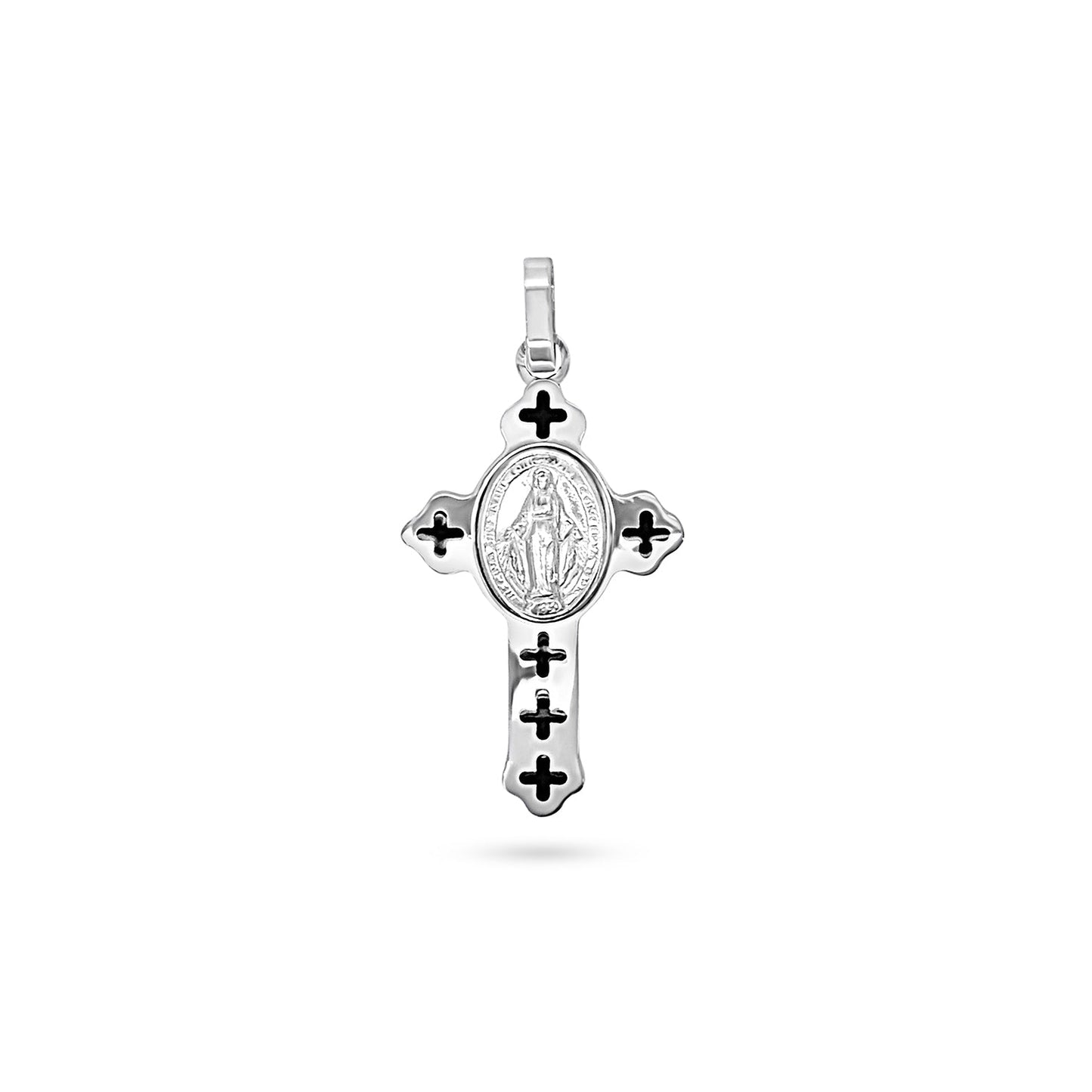 Marian Medal Cross with Cross Enamel Pattern