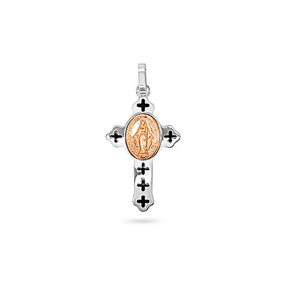 Marian Medal Cross with Cross Enamel Pattern