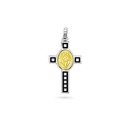 Marian Medal Cross with Square Pattern