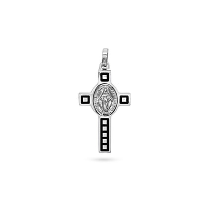 Marian Medal Cross with Square Pattern