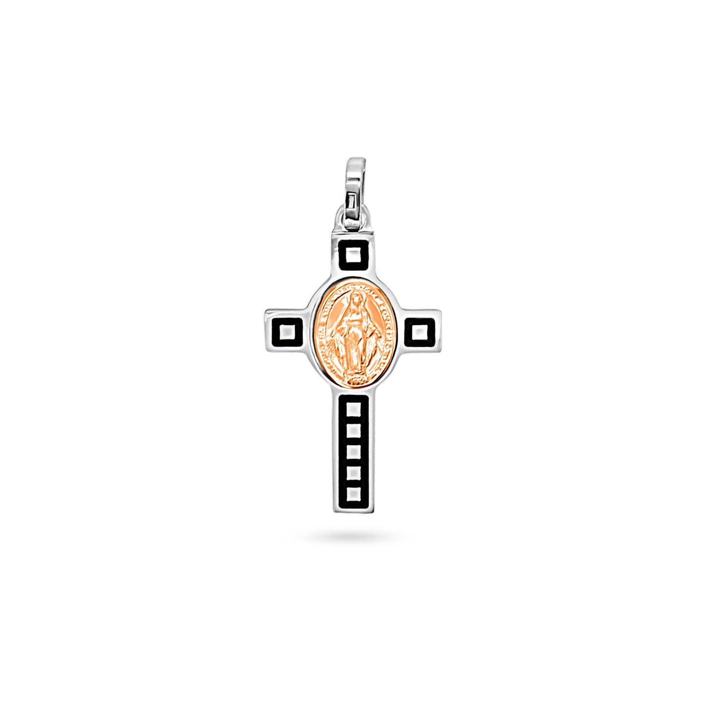 Marian Medal Cross with Square Pattern