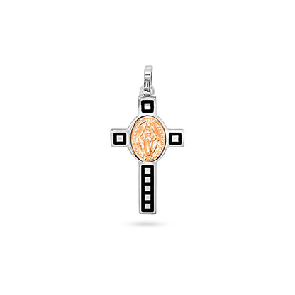 Marian Medal Cross with Square Pattern