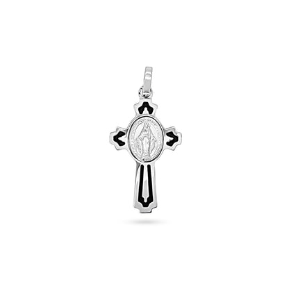 Madonna Trefoil Cross with Black Enamel Flare