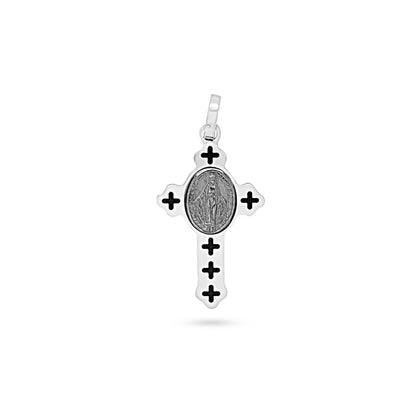 Marian Medal Cross with Cross Enamel Pattern