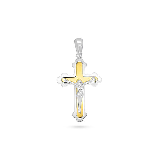 Trilobed Mix-Metal Crucifix Pendant
