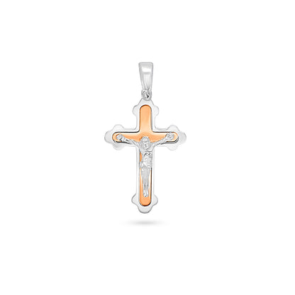 Trilobed Mix-Metal Crucifix Pendant