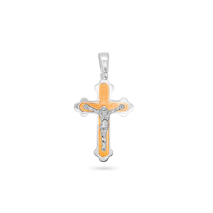 Trilobed Dual-Tone Crucifix Pendant