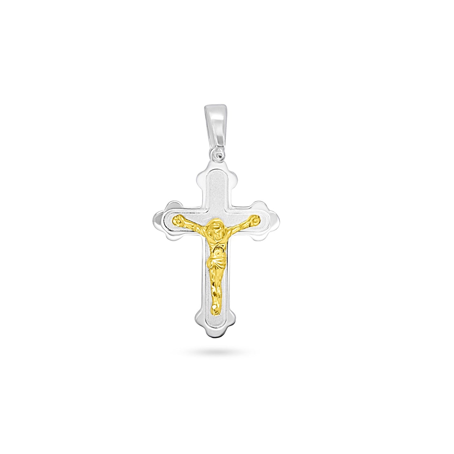 Trilobed Dual-Tone Crucifix Pendant