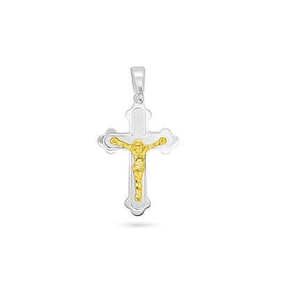 Trilobed Dual-Tone Crucifix Pendant