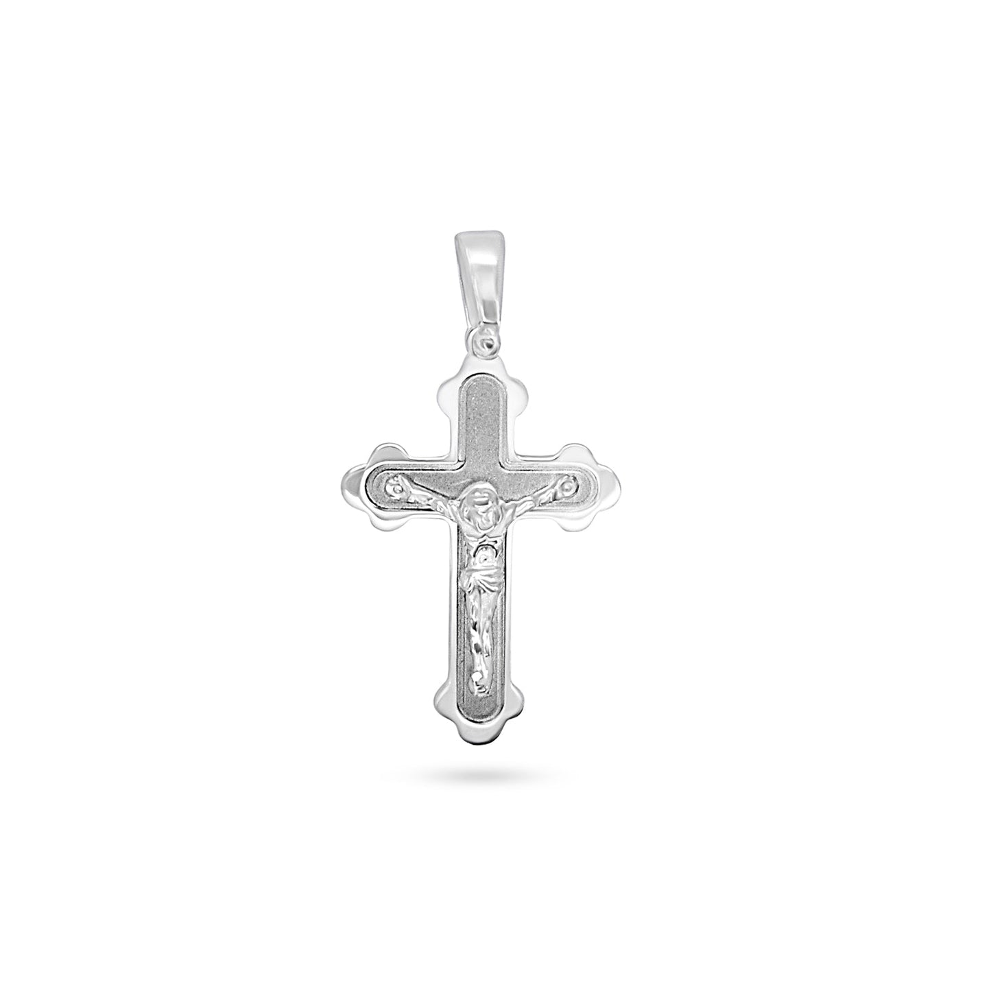 Trilobed Dual-Tone Crucifix Pendant