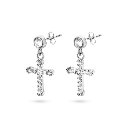 Radiant Cross Drop Earrings