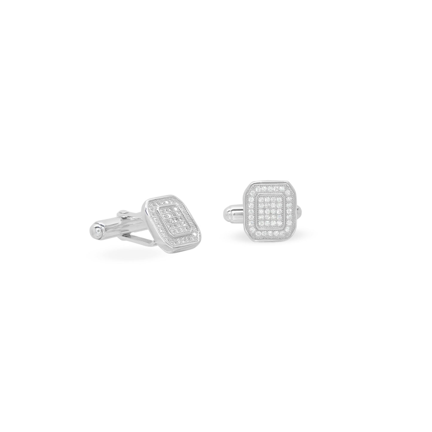 Hex W Zircon Cufflink