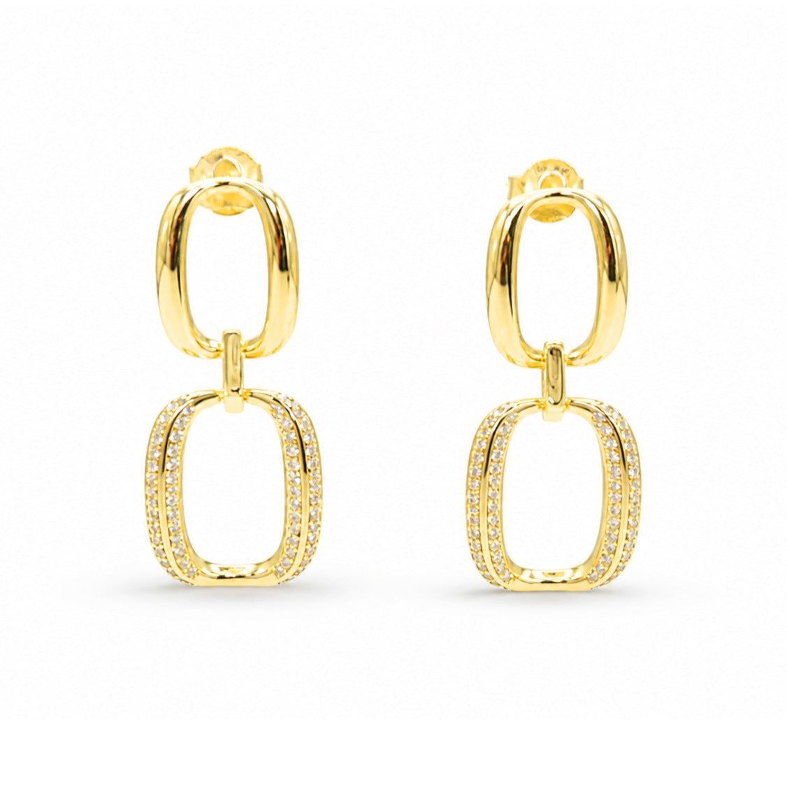Linked Double Oval Dangle Earring