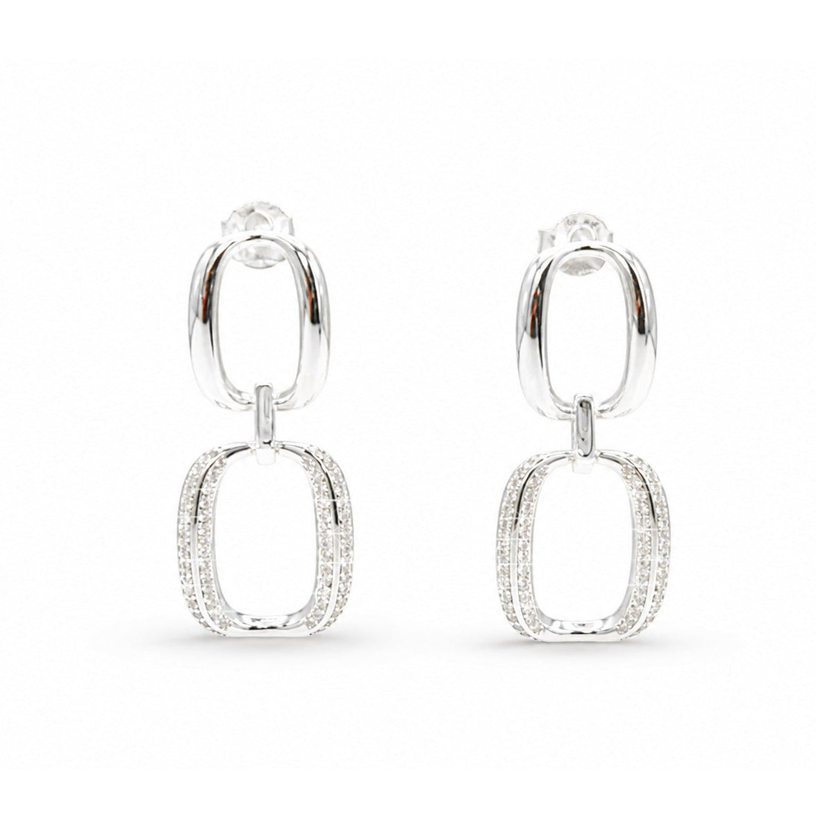 Linked Double Oval Dangle Earring