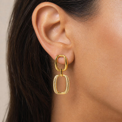 Linked Double Oval Dangle Earring