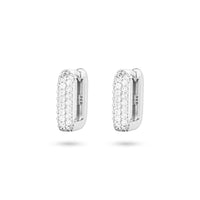 Mini Rectangular Pave-Set Huggie Earrings: image