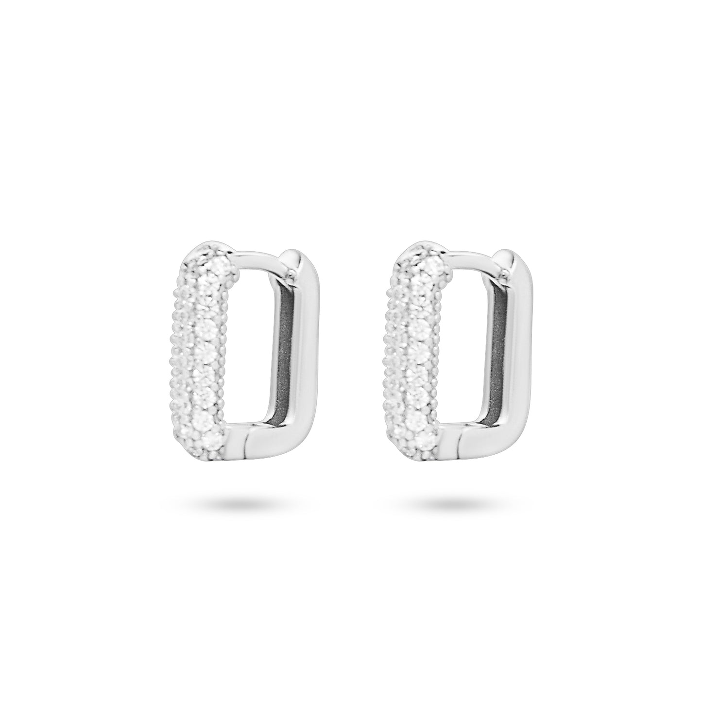 Mini Rectangular Pave-Set Huggie Earrings: