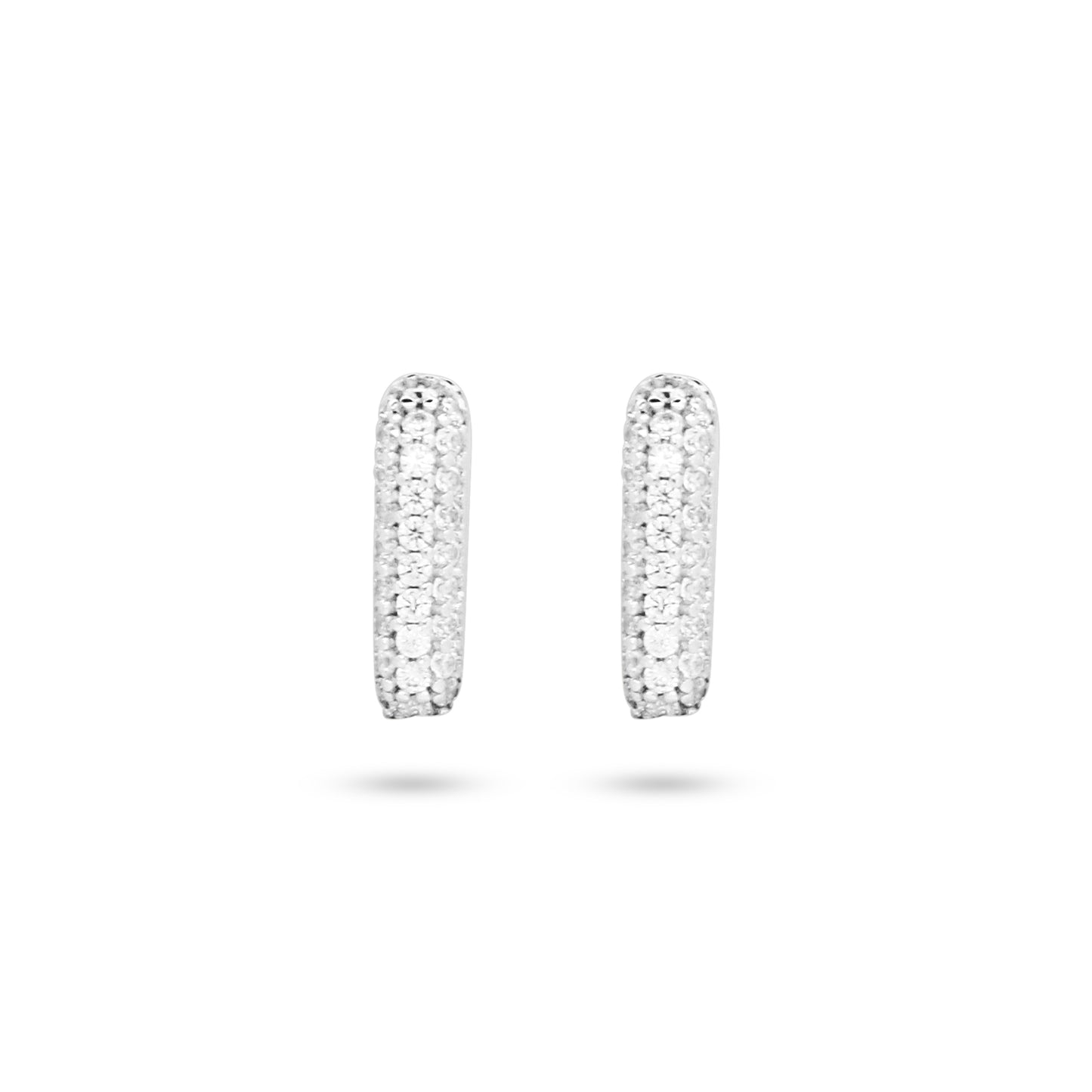 Mini Rectangular Pave-Set Huggie Earrings: