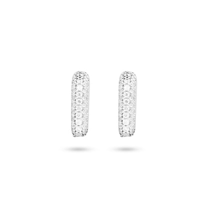 Mini Rectangular Pave-Set Huggie Earrings: