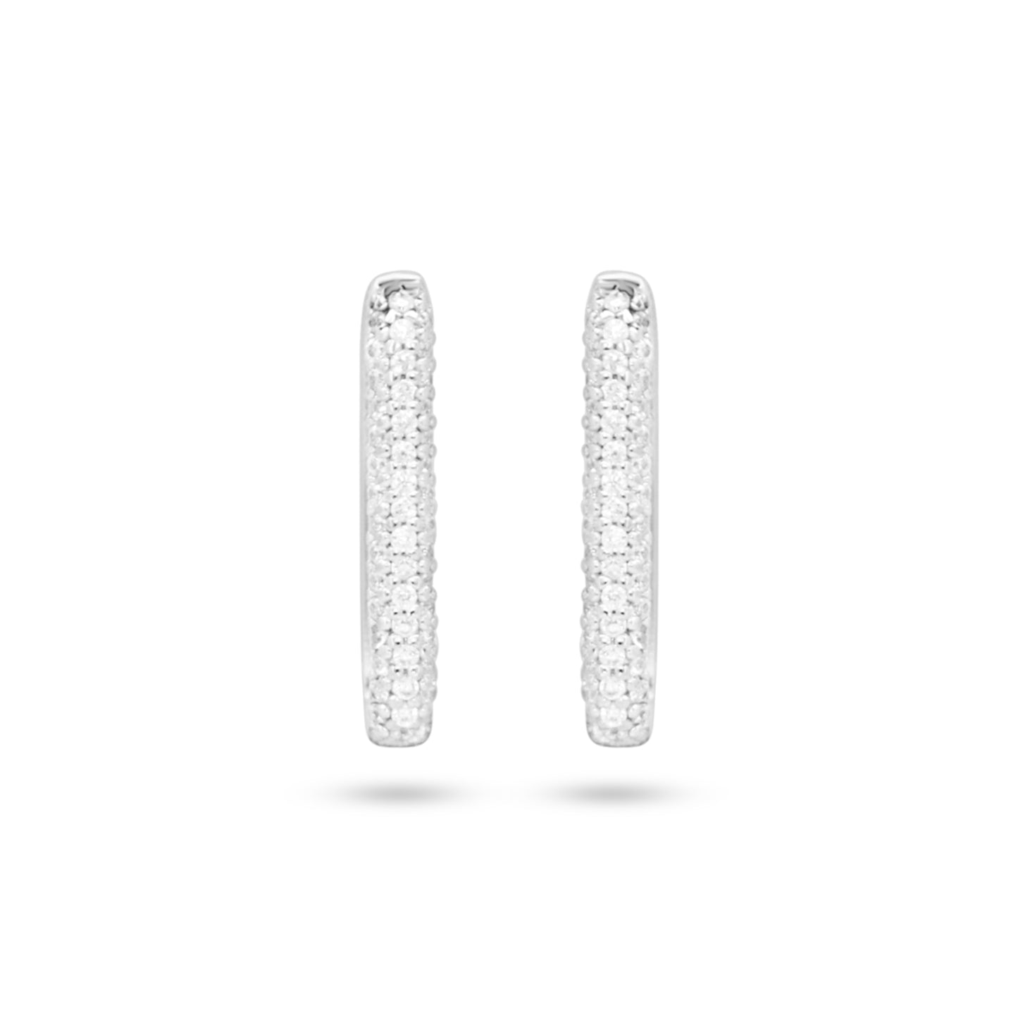 Rectangular Pave-Set Huggie Earrings