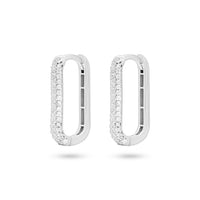 Rectangular Pave-Set Huggie Earrings image