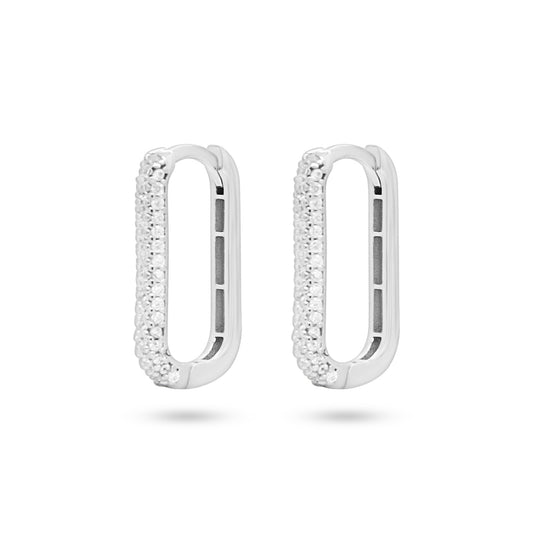 Rectangular Pave-Set Huggie Earrings