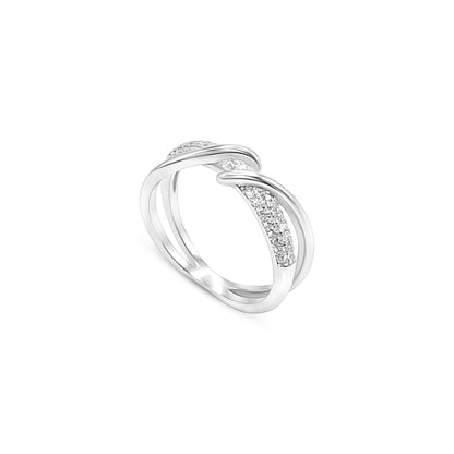 Twisted Pave Crossover Ring