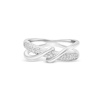 Twisted Pave Crossover Ring