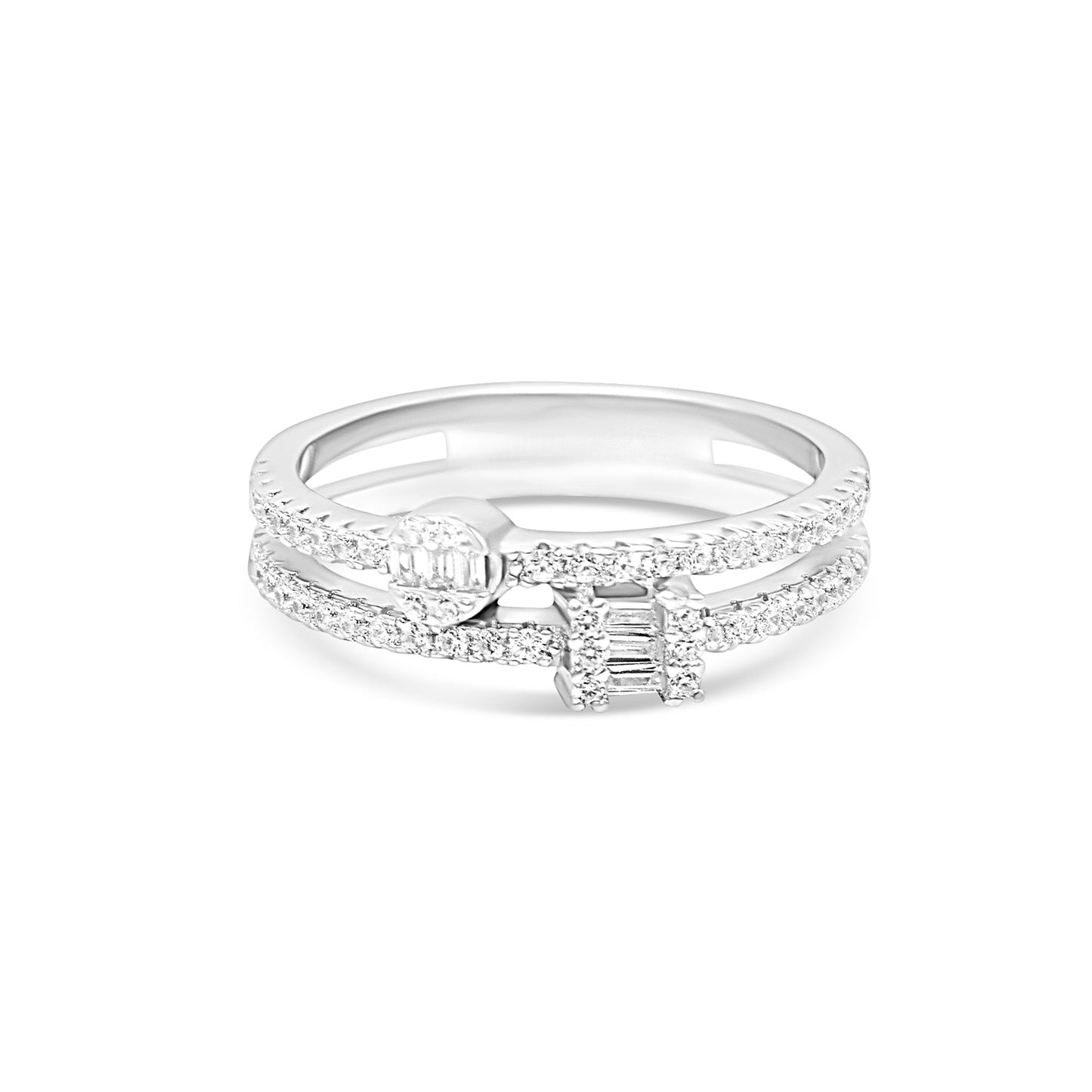 Pave & Baguette Dual Band Ring