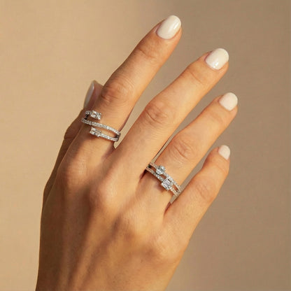 Pave & Baguette Dual Band Ring