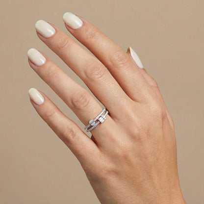 Pave & Baguette Dual Band Ring