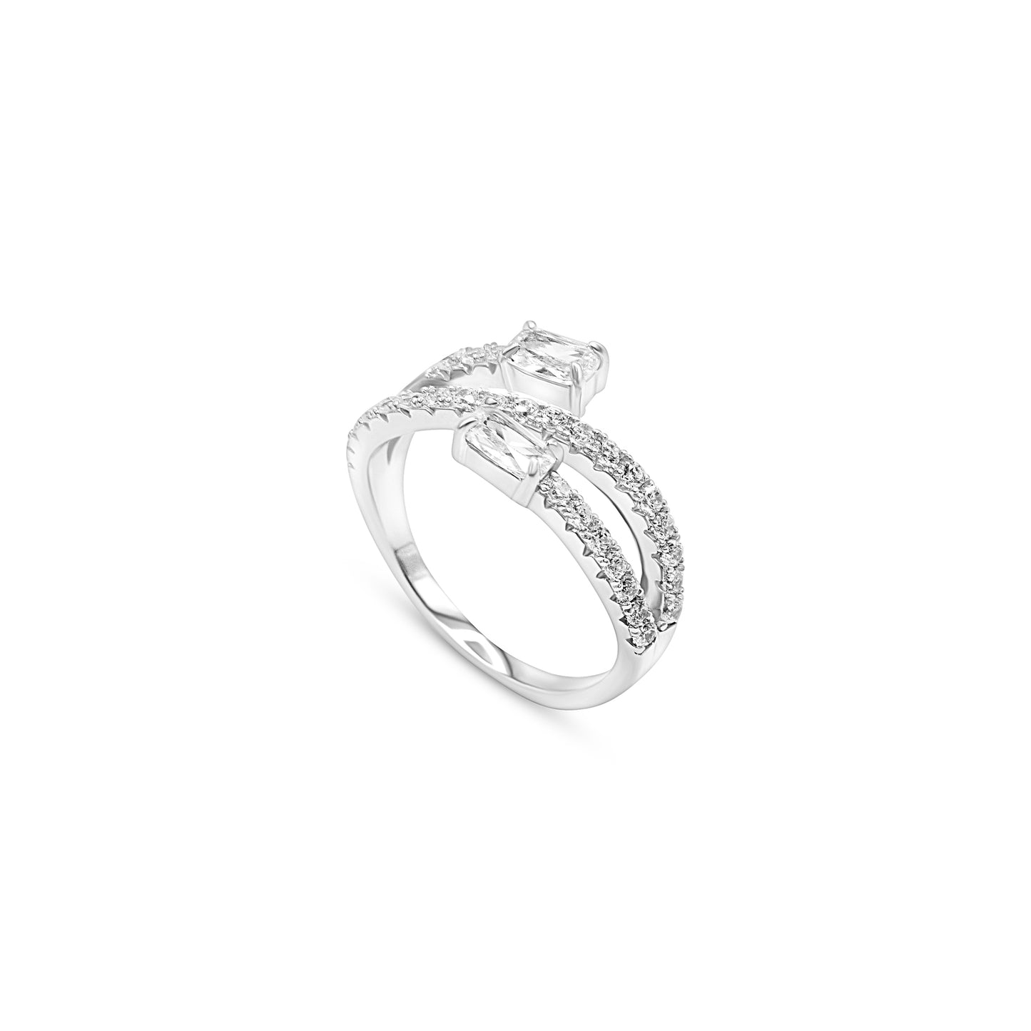 Twin Stone Spiral Ring