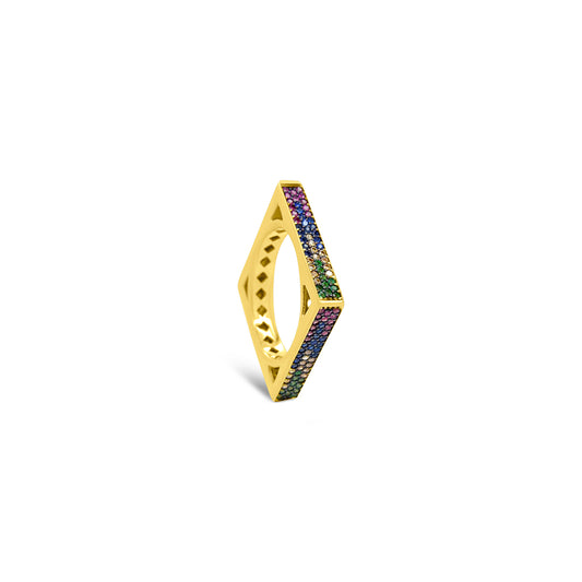 Geometric Square Rainbow Ring