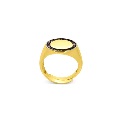 Fuchsia Halo Signet Pinky Ring