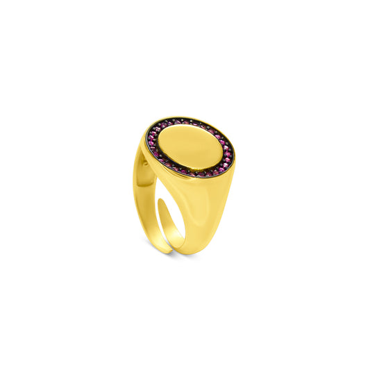 Fuchsia Halo Signet Pinky Ring