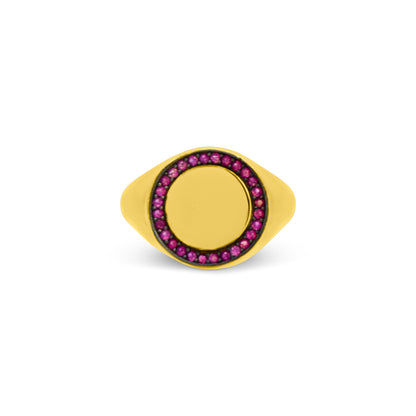 Fuchsia Halo Signet Pinky Ring