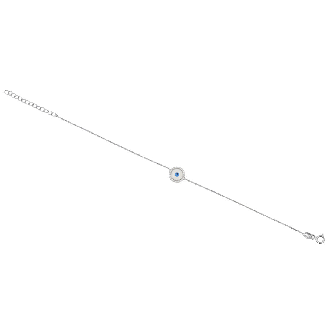 Round White Enamel Evil-eye Bracelet