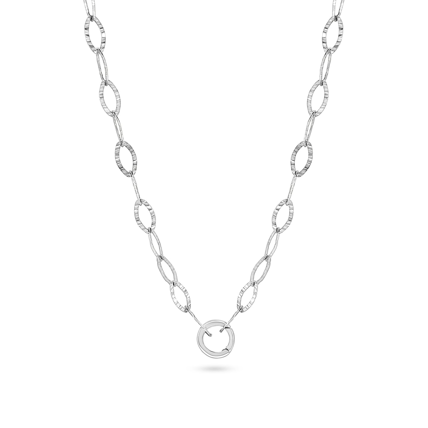 Adjustable Oval Link Necklace with Hook Clasp