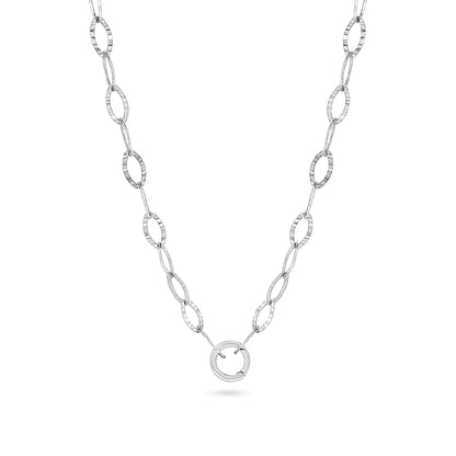 Adjustable Oval Link Necklace with Hook Clasp