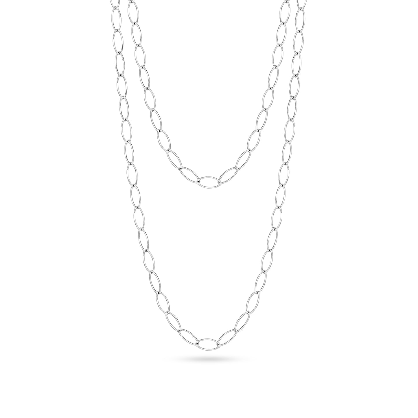Adjustable Smooth Long Oval Link Necklace